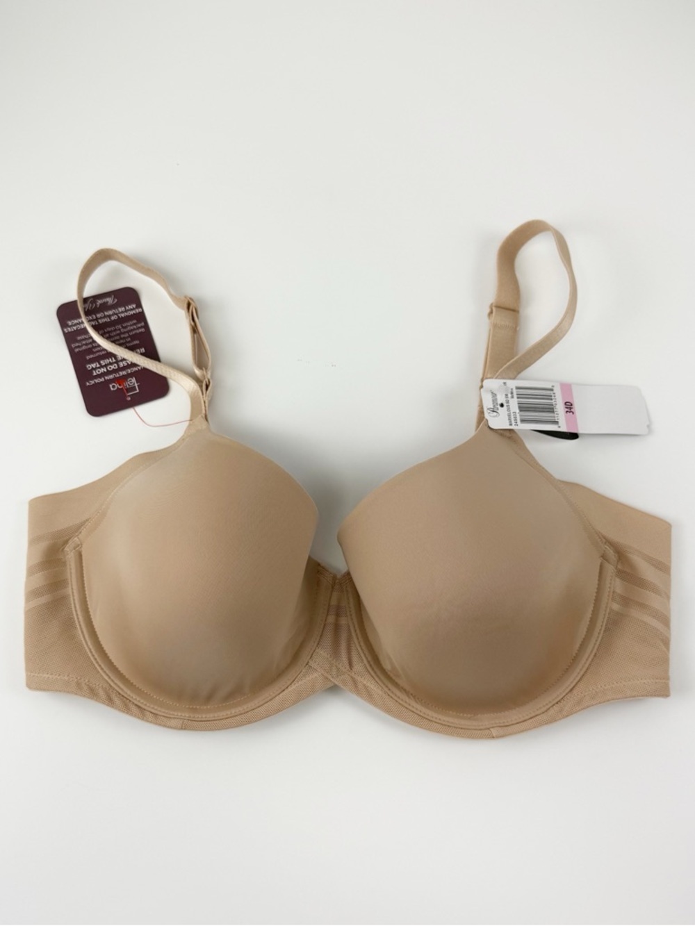Paramour Marvelous Side Smoother Bra 34D Beige Tan Underwire 245033 NWT NEW